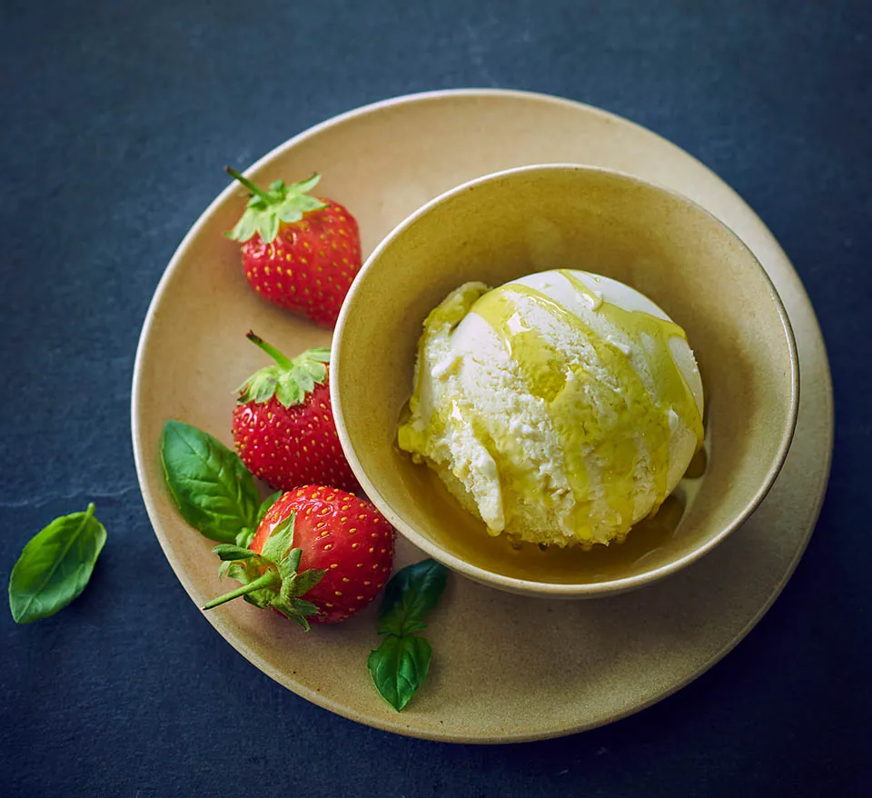 Basil and Olive Oil Ice Cream